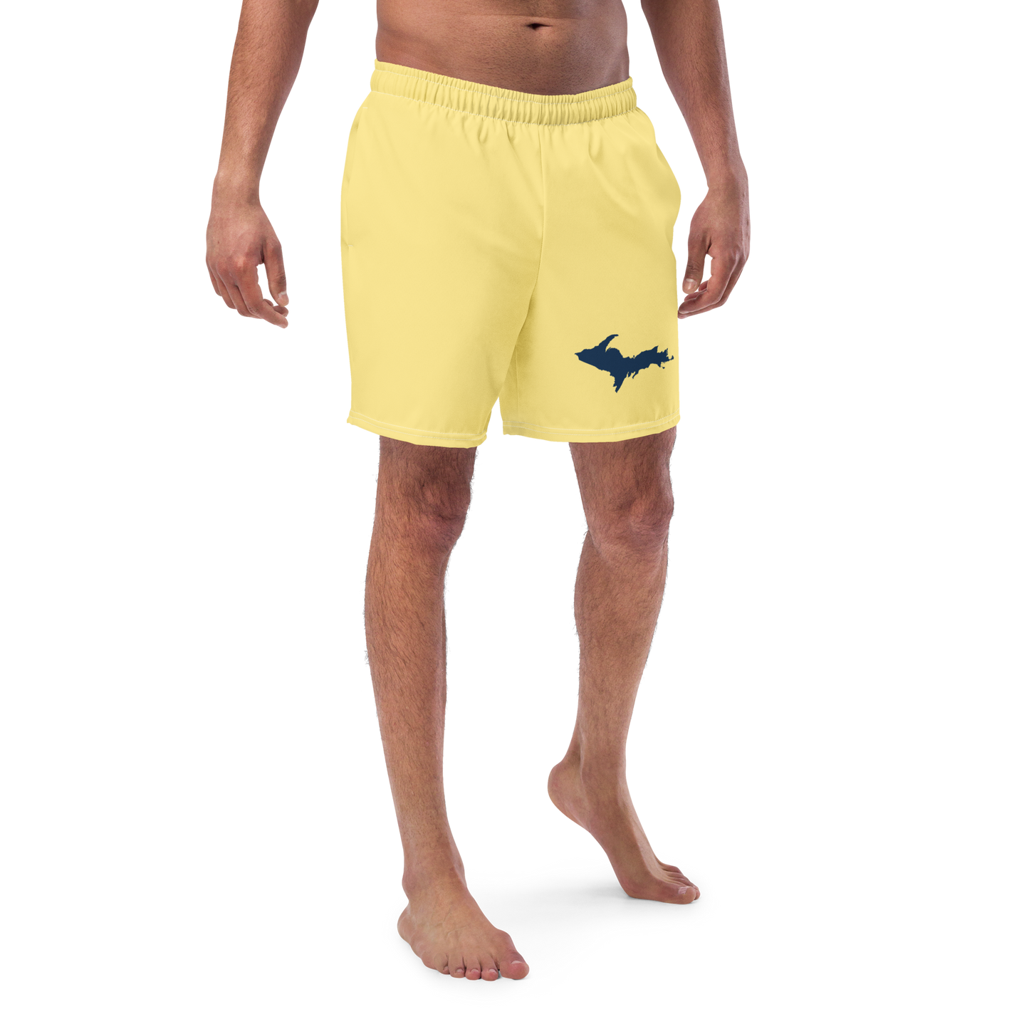 Michigan Upper Peninsula Men's Swim Trunks (w/ UP Outline) | Cherry Yellow