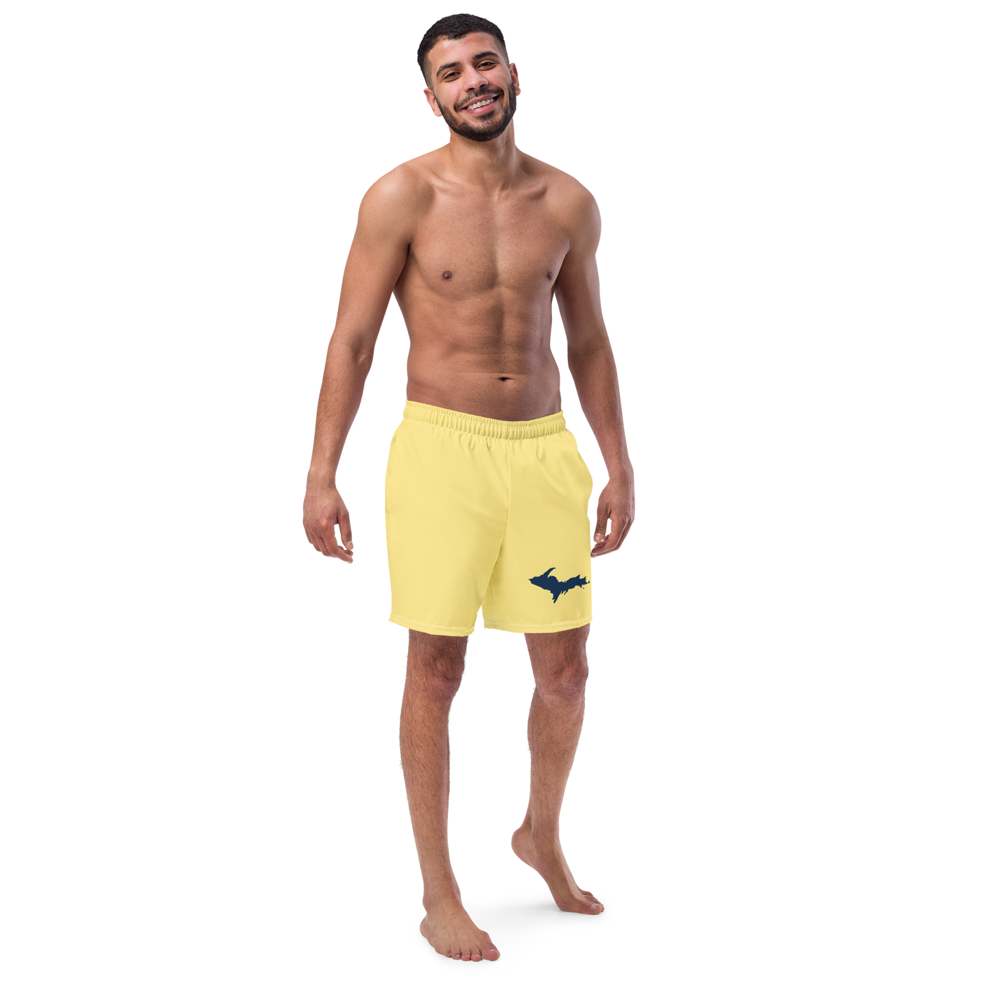 Michigan Upper Peninsula Men's Swim Trunks (w/ UP Outline) | Cherry Yellow