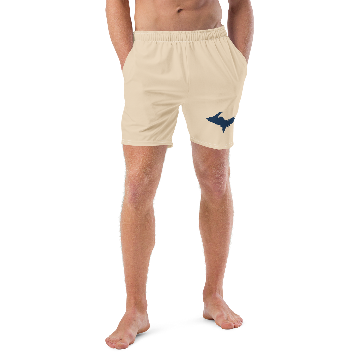 Michigan Upper Peninsula Men's Swim Trunks (w/ UP Outline) | Canvas Color