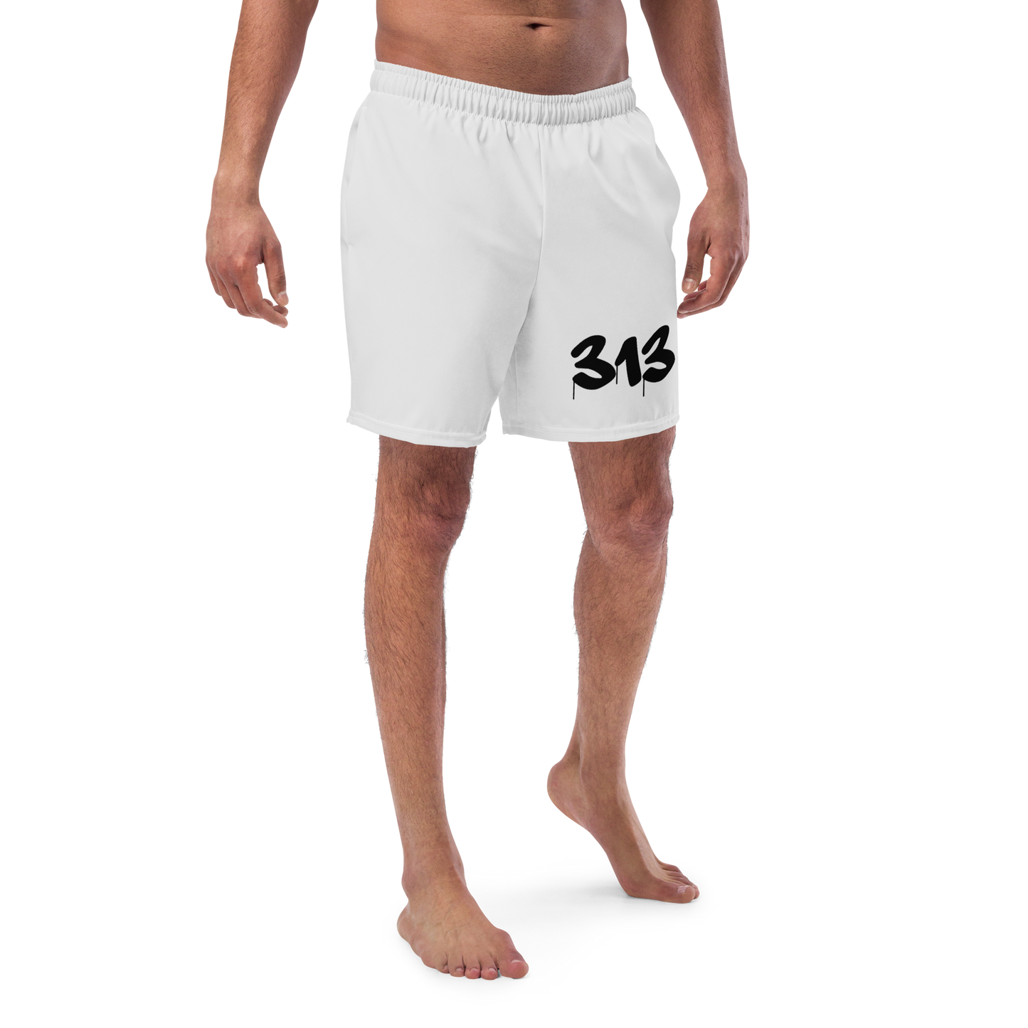 Detroit '313' Men's Swim Trunks | Birch Bark White