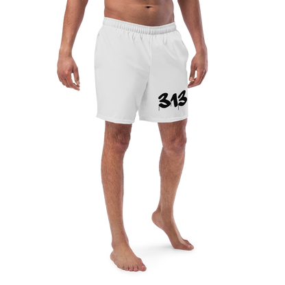 Detroit '313' Men's Swim Trunks | Birch Bark White