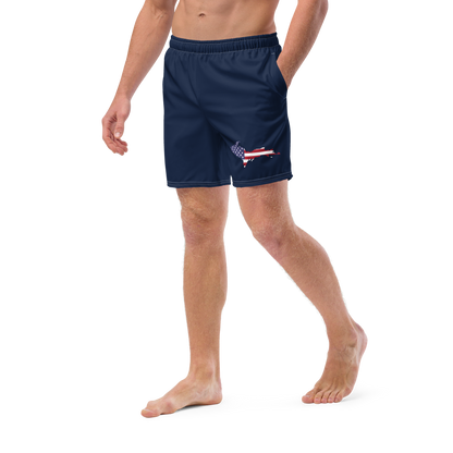 Michigan Upper Peninsula Men's Swim Trunks (w/ UP USA Flag ) | Men's - Navy