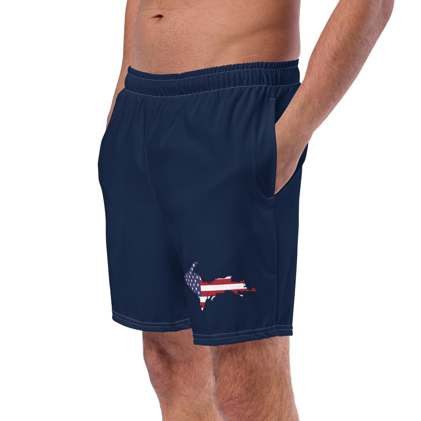 Michigan Upper Peninsula Men's Swim Trunks (w/ UP USA Flag ) | Men's - Navy