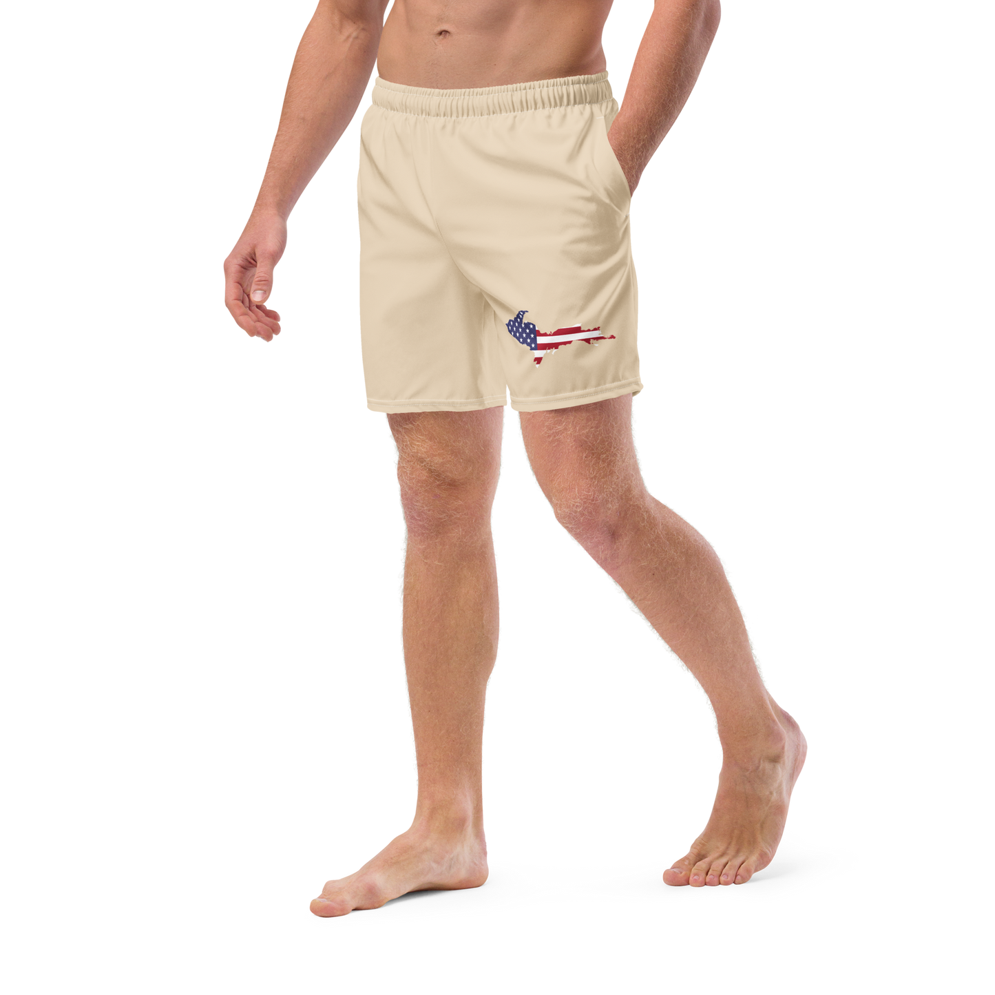 Michigan Upper Peninsula Men's Swim Trunks (w/ UP USA Flag ) | Canvas Color