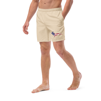 Michigan Upper Peninsula Men's Swim Trunks (w/ UP USA Flag ) | Canvas Color