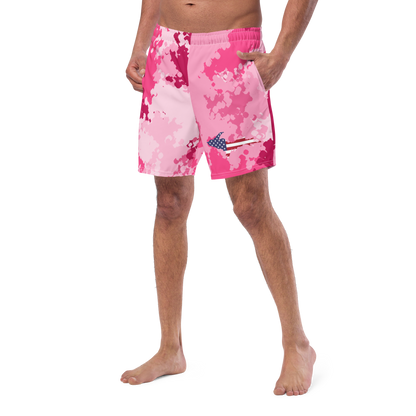 Michigan Upper Peninsula Men's Swim Trunks (w/ UP USA Flag ) | Pink Camo