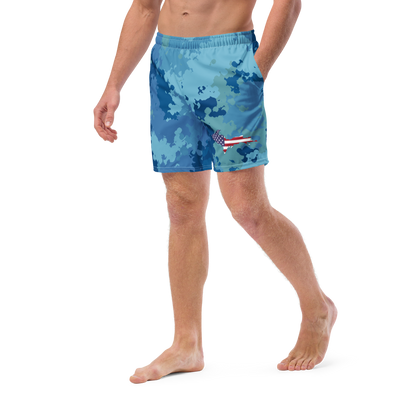 Michigan Upper Peninsula Men's Swim Trunks (w/ UP USA Flag ) | Great Lakes Camo