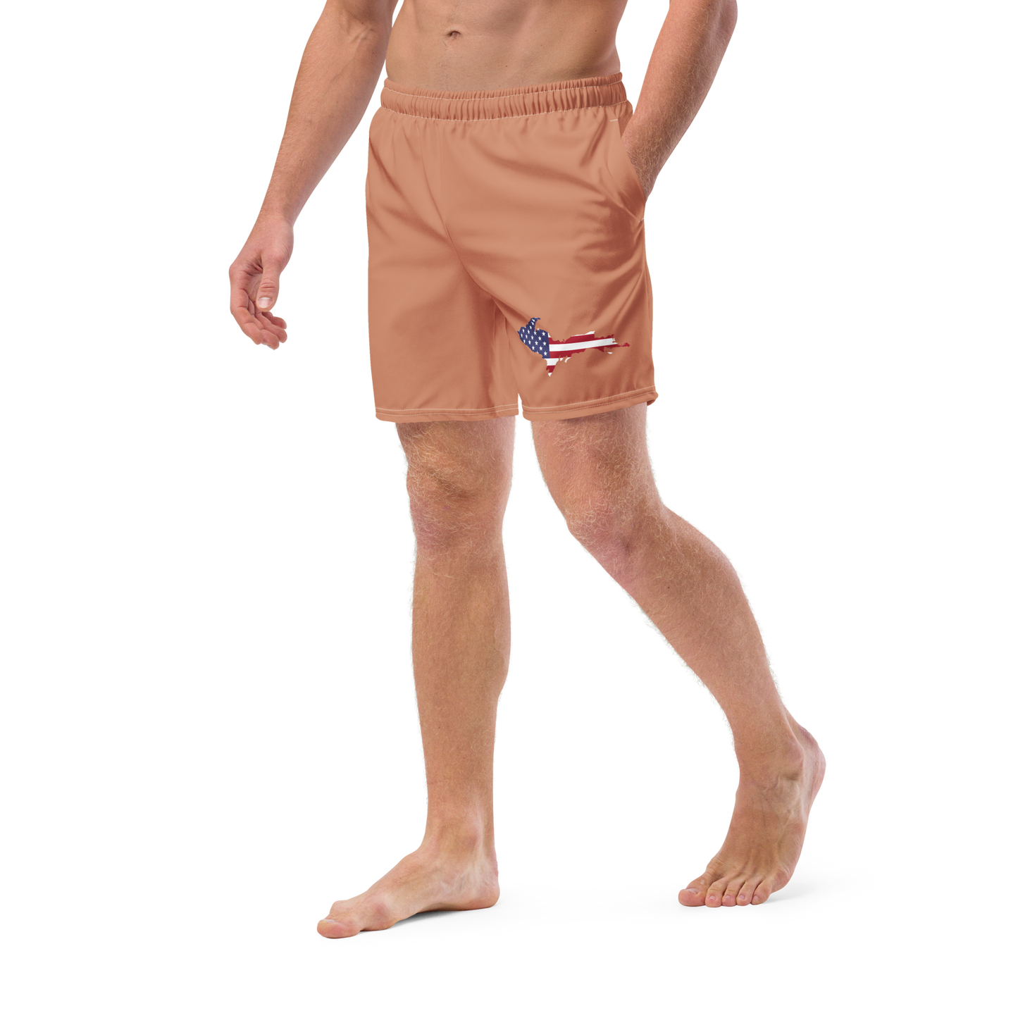 Michigan Upper Peninsula Men's Swim Trunks (w/ UP USA Flag ) | Copper Color