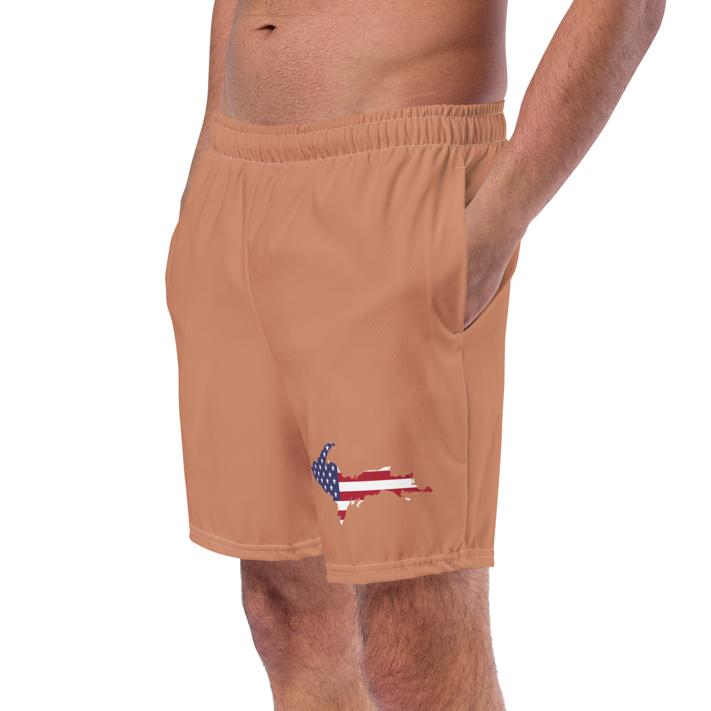 Michigan Upper Peninsula Men's Swim Trunks (w/ UP USA Flag ) | Copper Color