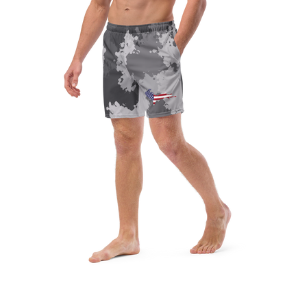 Michigan Upper Peninsula Men's Swim Trunks (w/ UP USA Flag ) | Iron Ore Camo