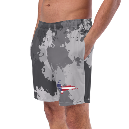 Michigan Upper Peninsula Men's Swim Trunks (w/ UP USA Flag ) | Iron Ore Camo