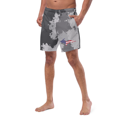 Michigan Upper Peninsula Men's Swim Trunks (w/ UP USA Flag ) | Iron Ore Camo