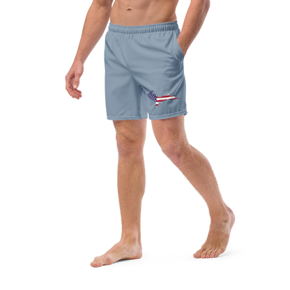 Michigan Upper Peninsula Men's Swim Trunks (w/ UP USA Flag ) | B-24 Grey