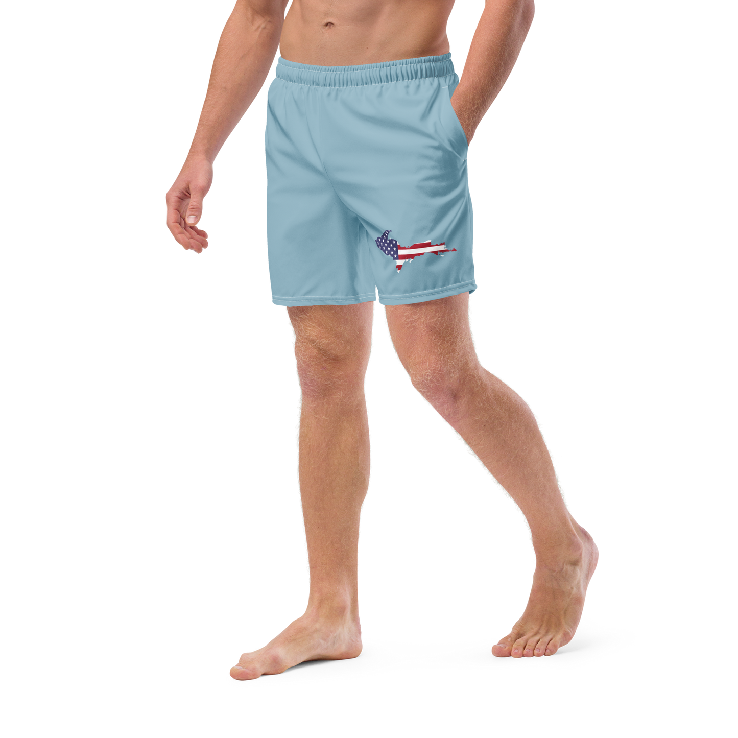 Michigan Upper Peninsula Men's Swim Trunks (w/ UP USA Flag ) | Opal Blue