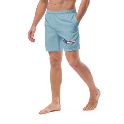 Michigan Upper Peninsula Men's Swim Trunks (w/ UP USA Flag ) | Opal Blue