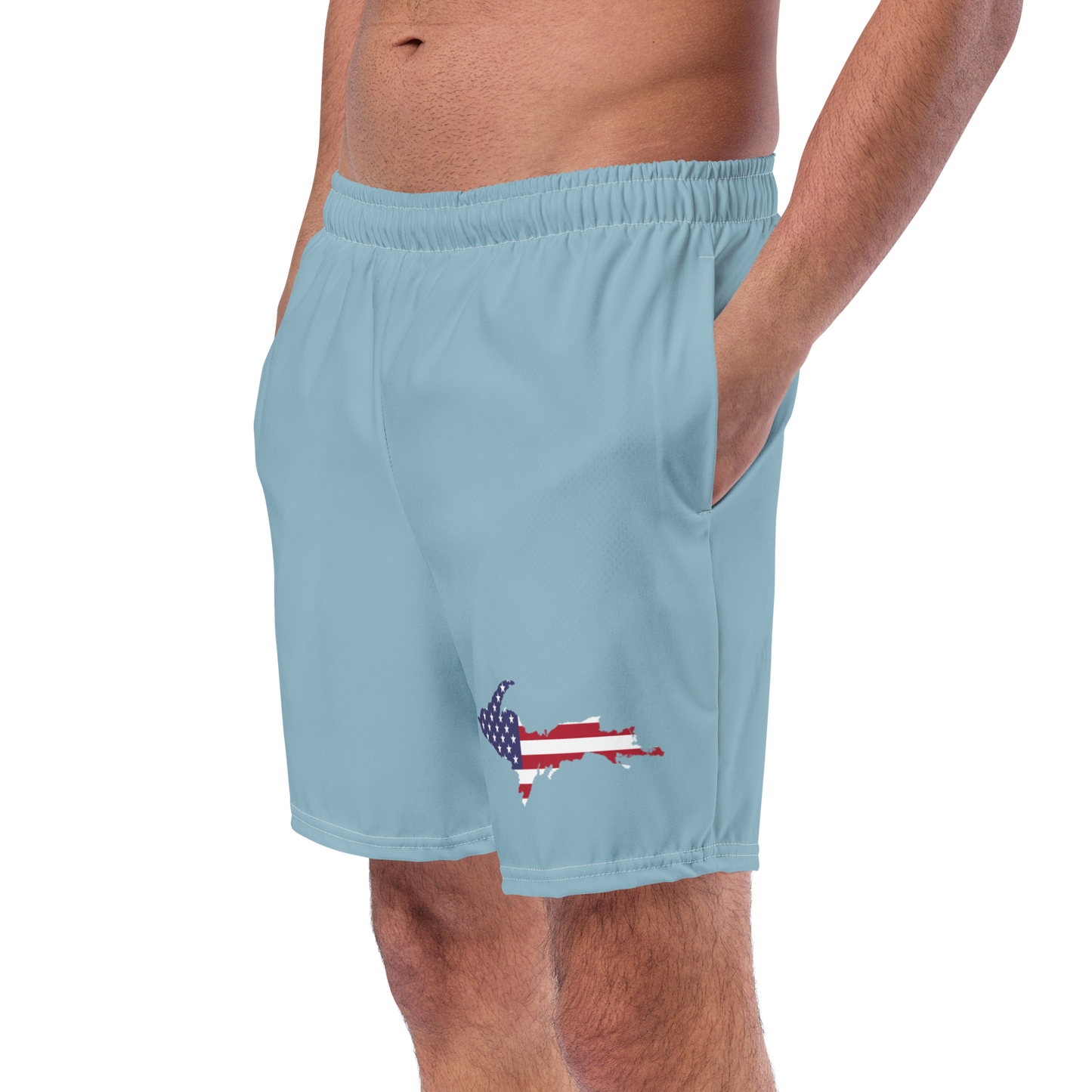 Michigan Upper Peninsula Men's Swim Trunks (w/ UP USA Flag ) | Opal Blue