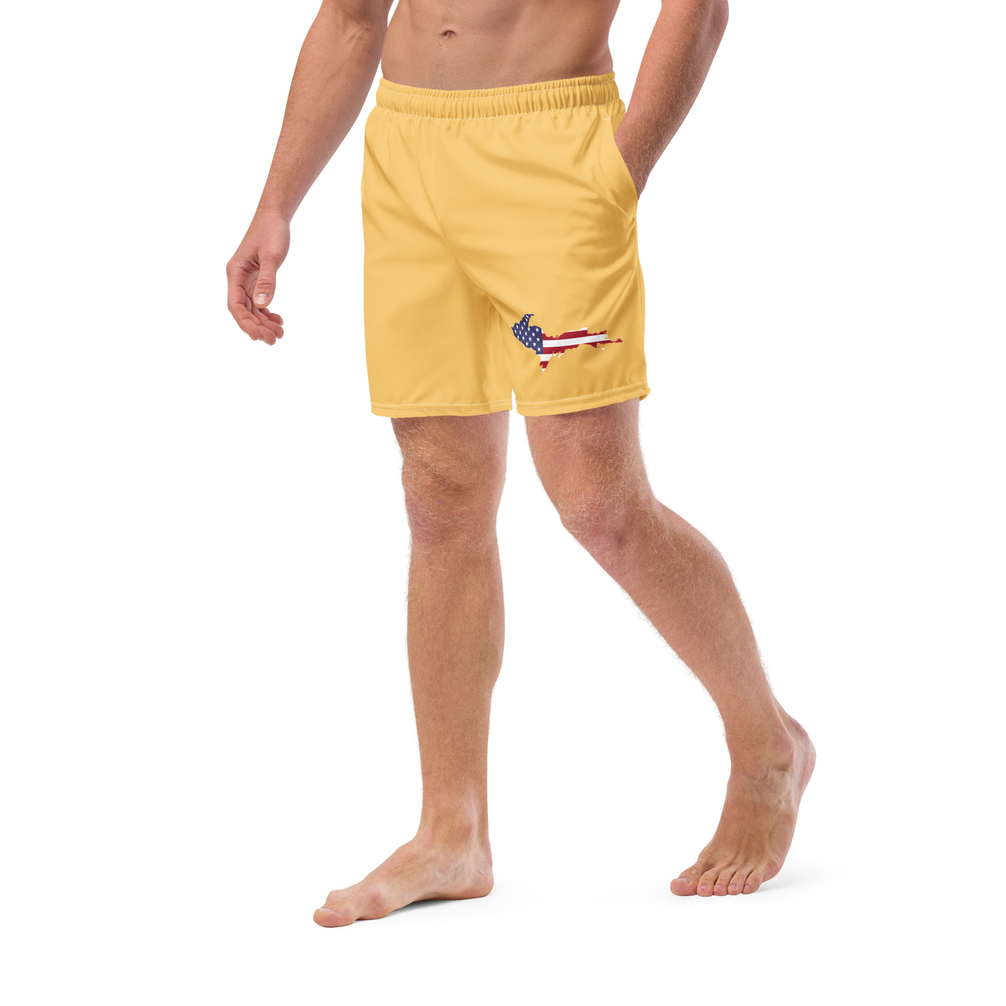 Michigan Upper Peninsula Men's Swim Trunks (w/ UP USA Flag ) | Citrine