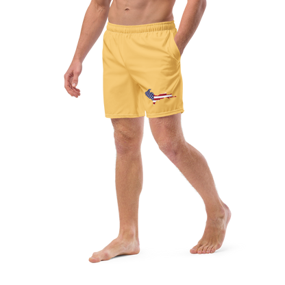 Michigan Upper Peninsula Men's Swim Trunks (w/ UP USA Flag ) | Citrine