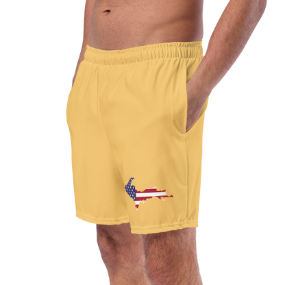 Michigan Upper Peninsula Men's Swim Trunks (w/ UP USA Flag ) | Citrine