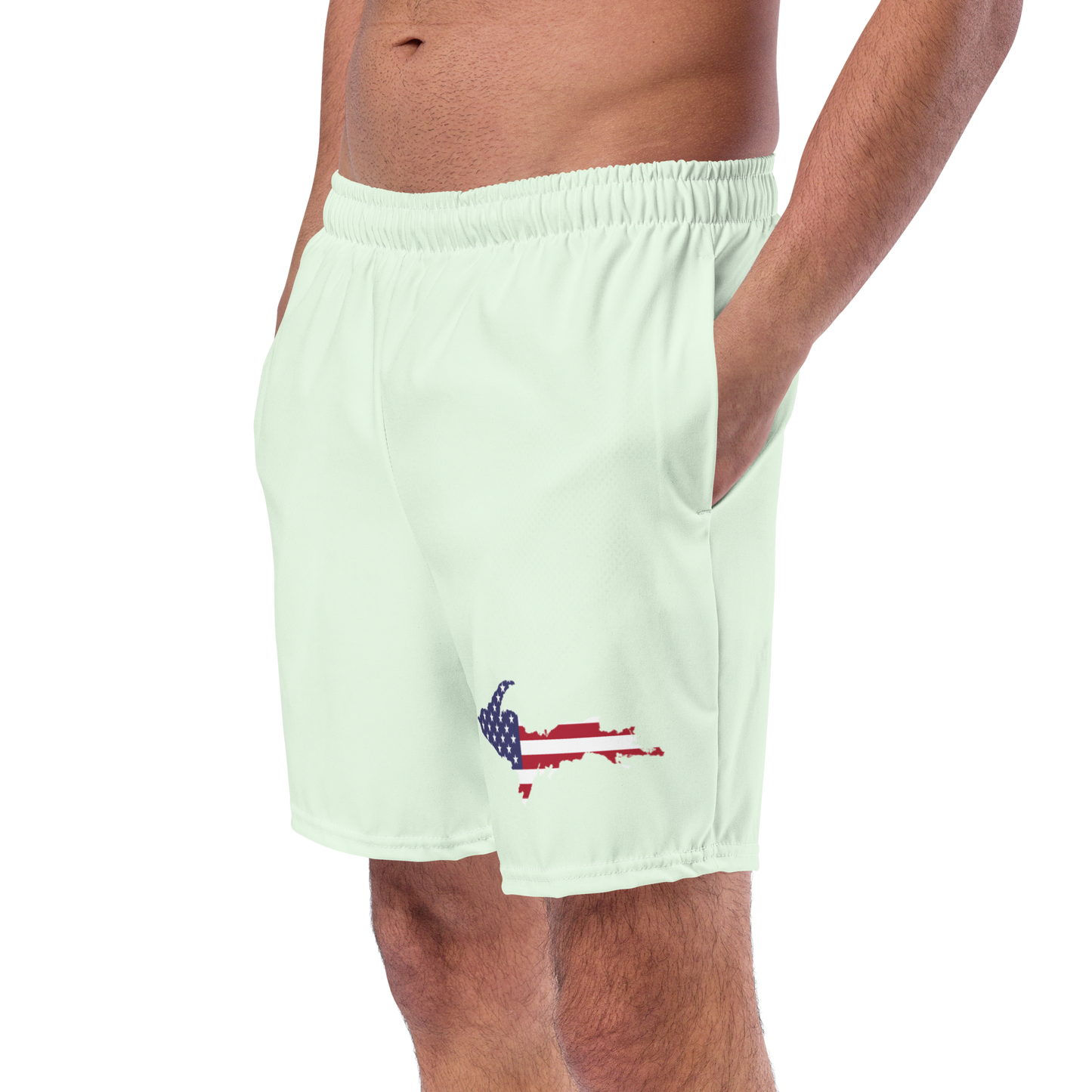 Michigan Upper Peninsula Men's Swim Trunks (w/ UP USA Flag ) | Dew Green