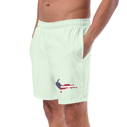 Michigan Upper Peninsula Men's Swim Trunks (w/ UP USA Flag ) | Dew Green