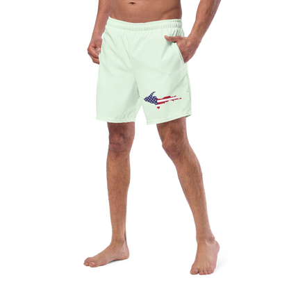 Michigan Upper Peninsula Men's Swim Trunks (w/ UP USA Flag ) | Dew Green