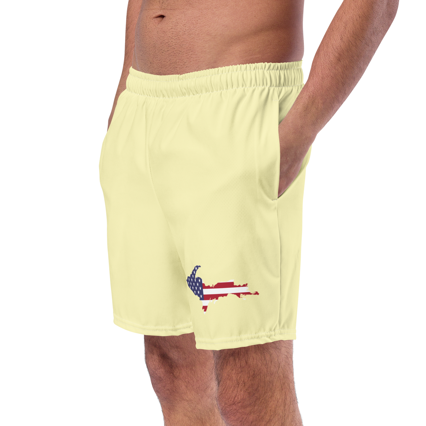 Michigan Upper Peninsula Men's Swim Trunks (w/ UP USA Flag ) | Canary Yellow