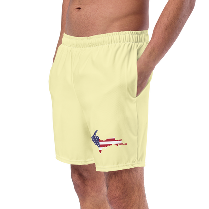 Michigan Upper Peninsula Men's Swim Trunks (w/ UP USA Flag ) | Canary Yellow