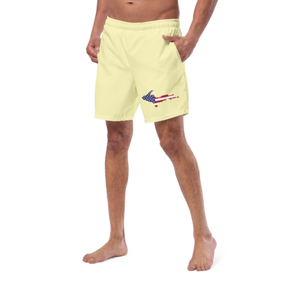 Michigan Upper Peninsula Men's Swim Trunks (w/ UP USA Flag ) | Canary Yellow