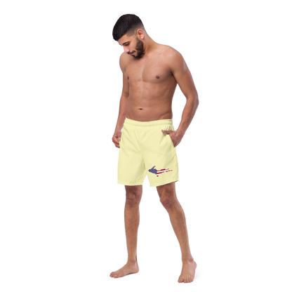 Michigan Upper Peninsula Men's Swim Trunks (w/ UP USA Flag ) | Canary Yellow