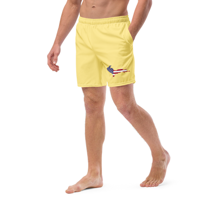 Michigan Upper Peninsula Men's Swim Trunks (w/ UP USA Flag ) | Cherry Yellow