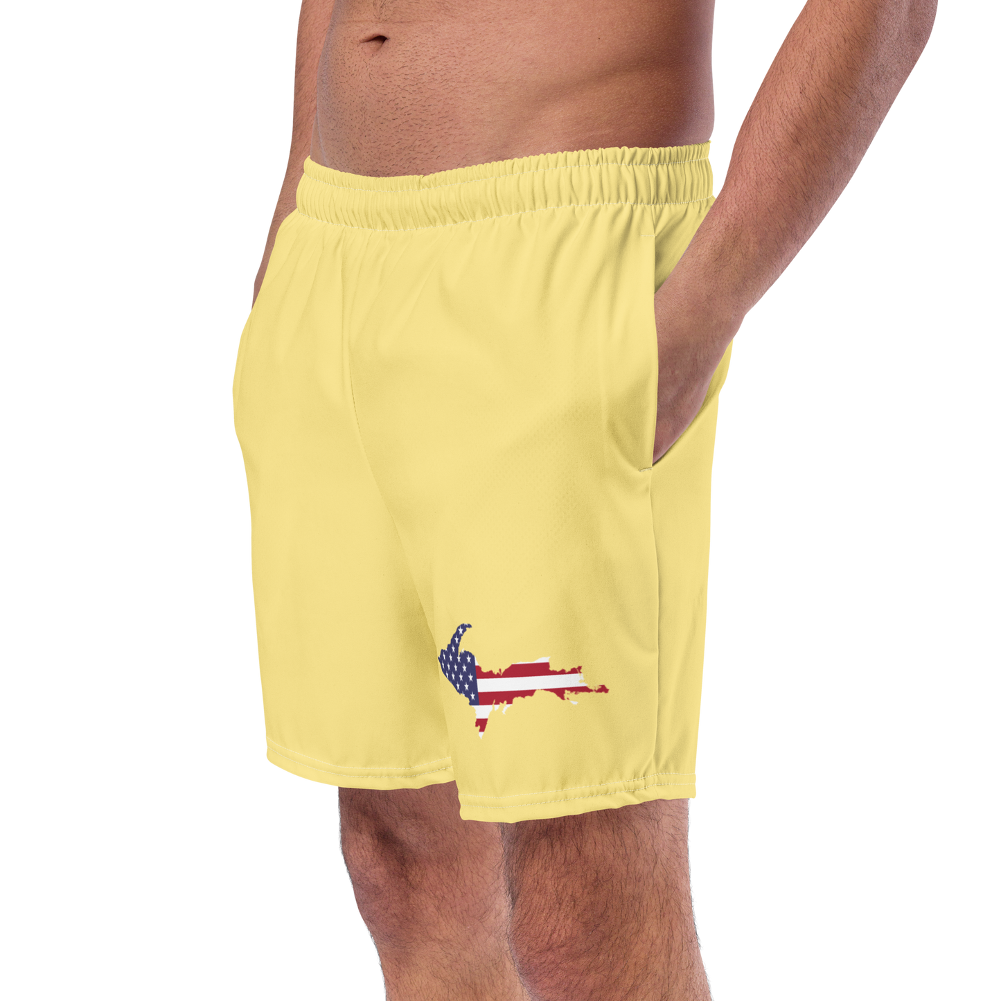 Michigan Upper Peninsula Men's Swim Trunks (w/ UP USA Flag ) | Cherry Yellow