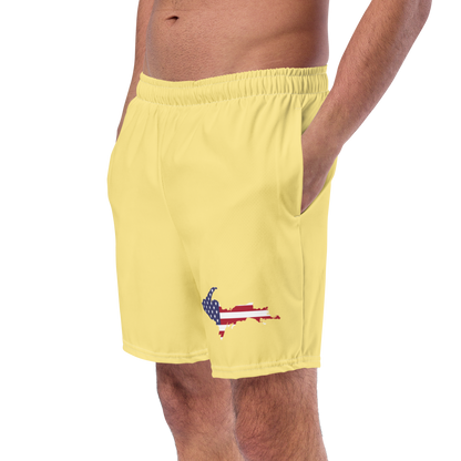 Michigan Upper Peninsula Men's Swim Trunks (w/ UP USA Flag ) | Cherry Yellow