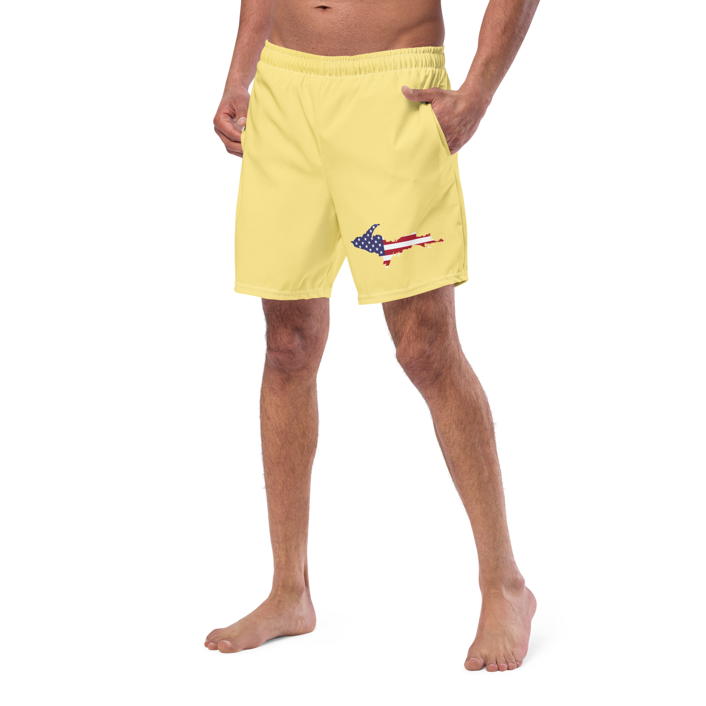 Michigan Upper Peninsula Men's Swim Trunks (w/ UP USA Flag ) | Cherry Yellow