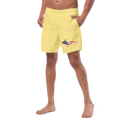 Michigan Upper Peninsula Men's Swim Trunks (w/ UP USA Flag ) | Cherry Yellow