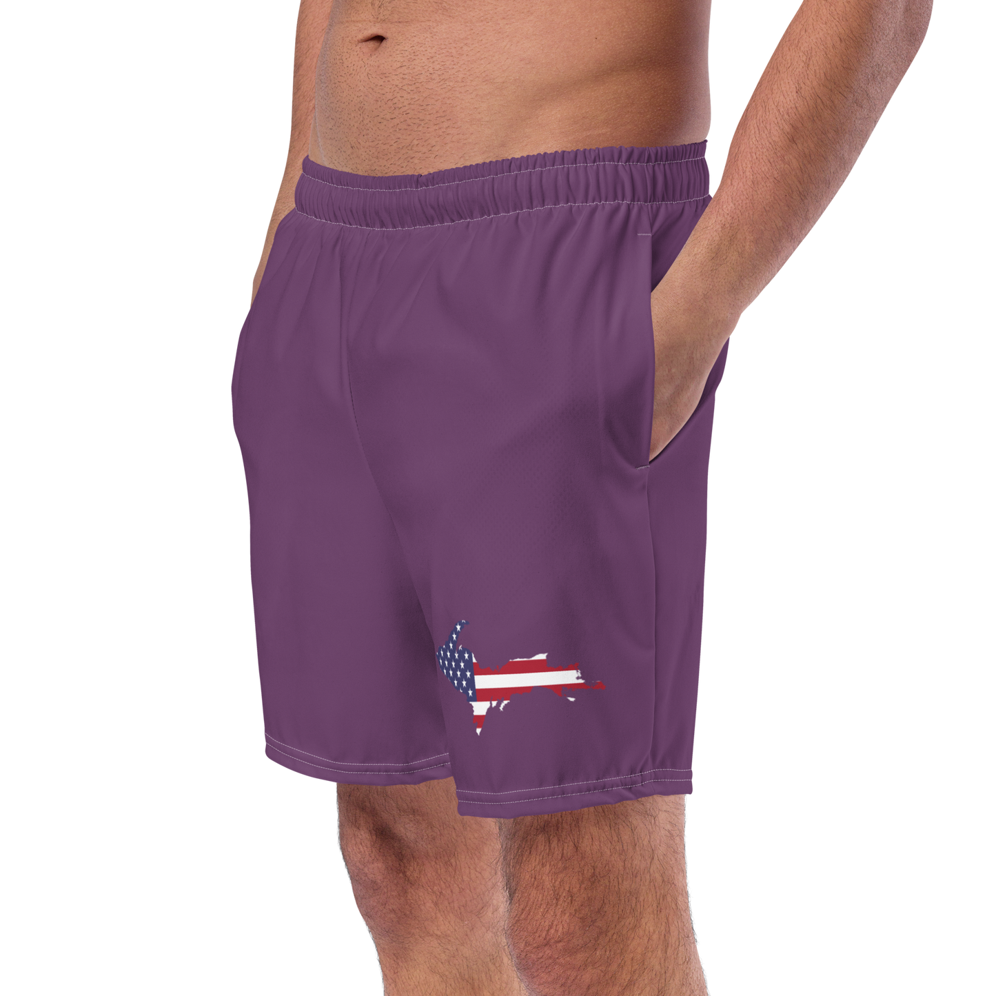 Michigan Upper Peninsula Men's Swim Trunks (w/ UP USA Flag ) | Plum