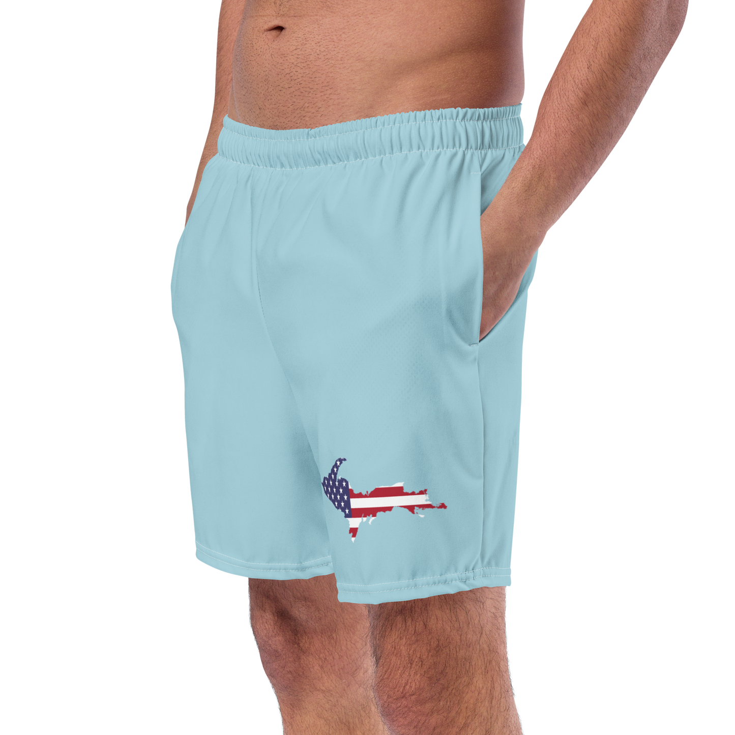 Michigan Upper Peninsula Men's Swim Trunks (w/ UP USA Flag ) | '58 Caddie Blue