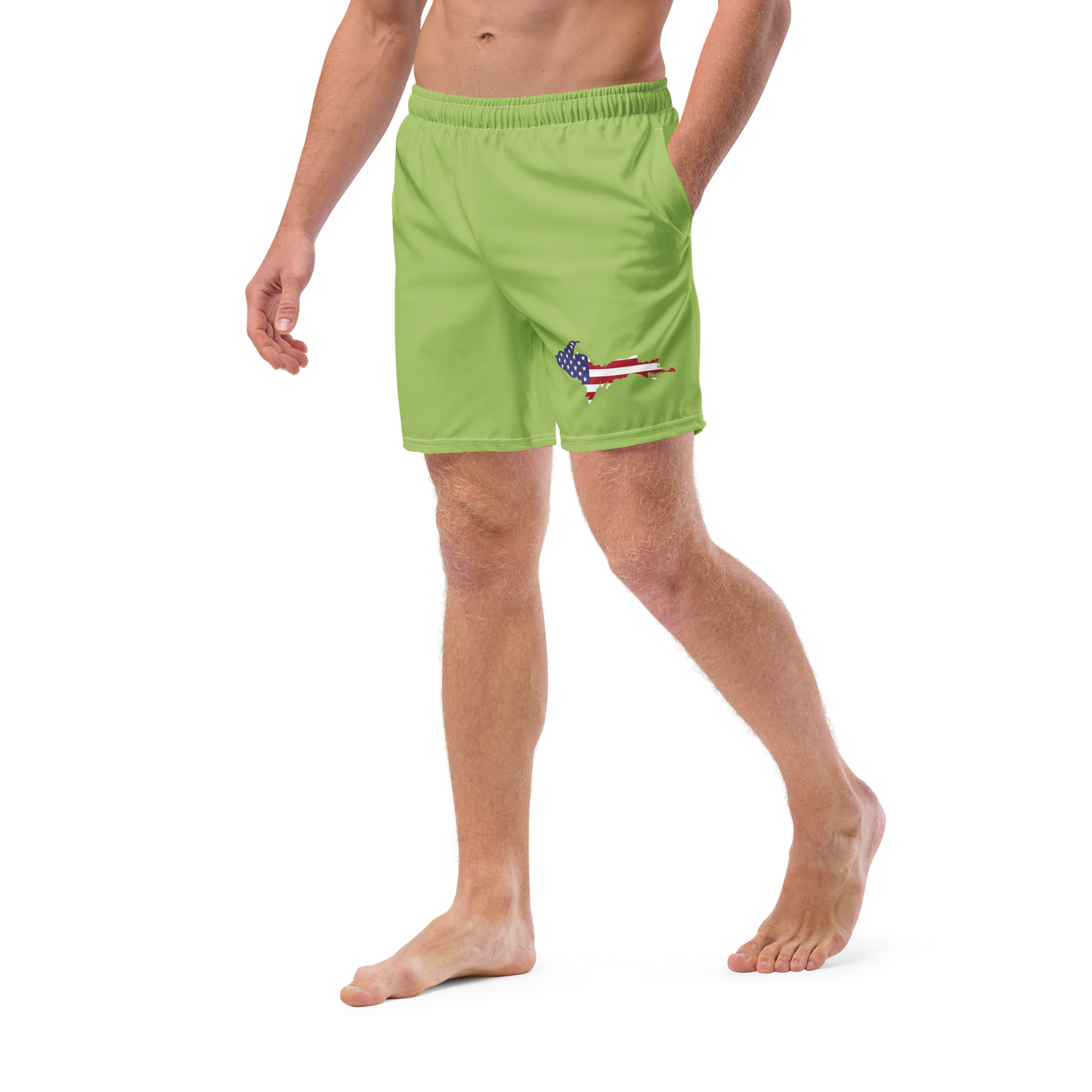 Michigan Upper Peninsula Men's Swim Trunks (w/ UP USA Flag ) | Gooseberry Green