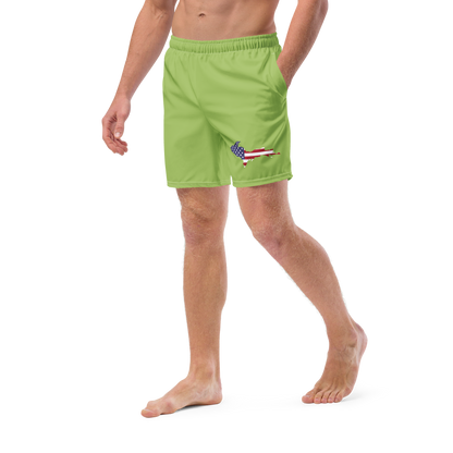 Michigan Upper Peninsula Men's Swim Trunks (w/ UP USA Flag ) | Gooseberry Green