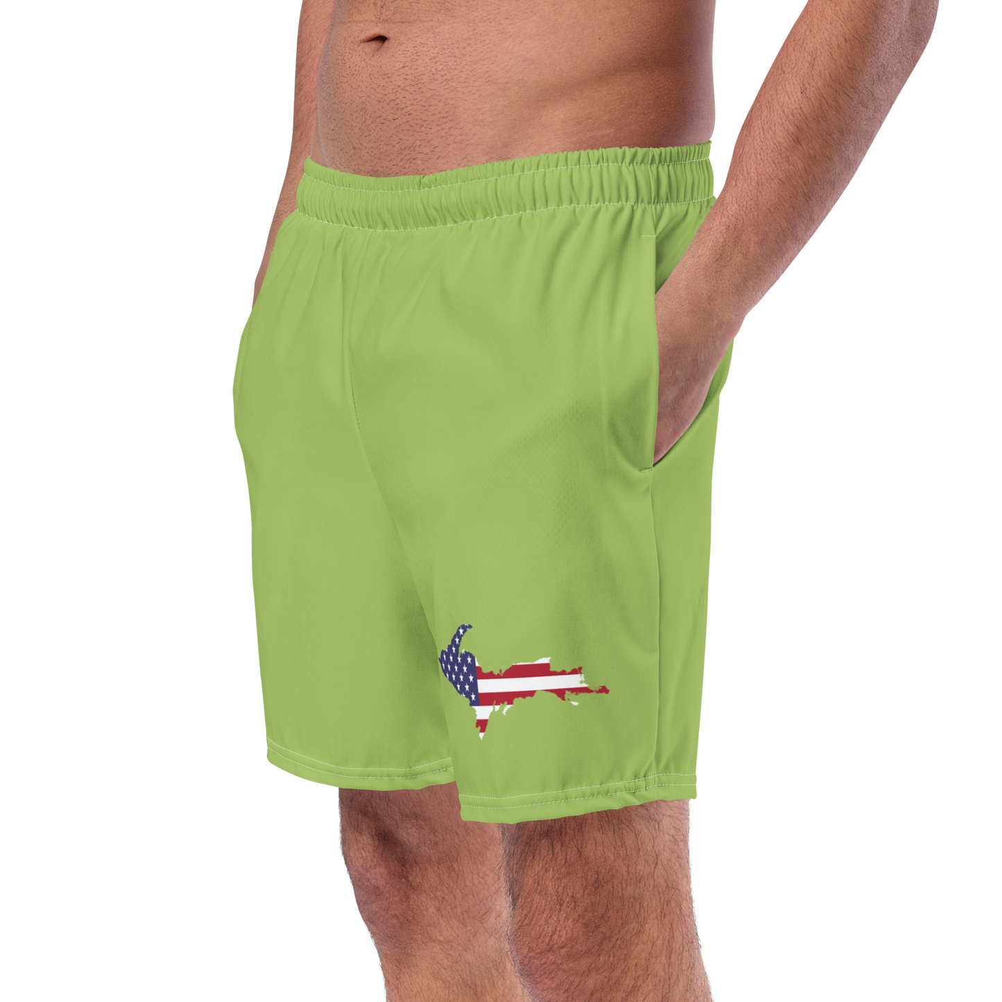 Michigan Upper Peninsula Men's Swim Trunks (w/ UP USA Flag ) | Gooseberry Green