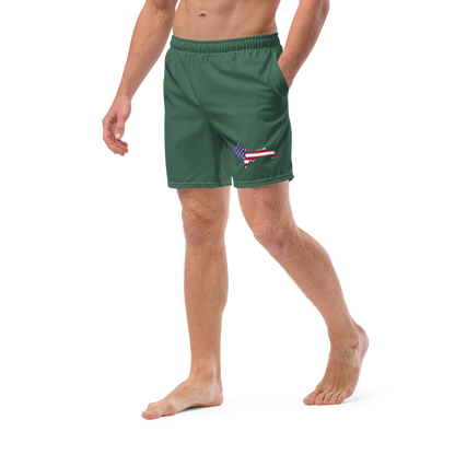 Michigan Upper Peninsula Men's Swim Trunks (w/ UP USA Flag ) | Ginger Ale Green