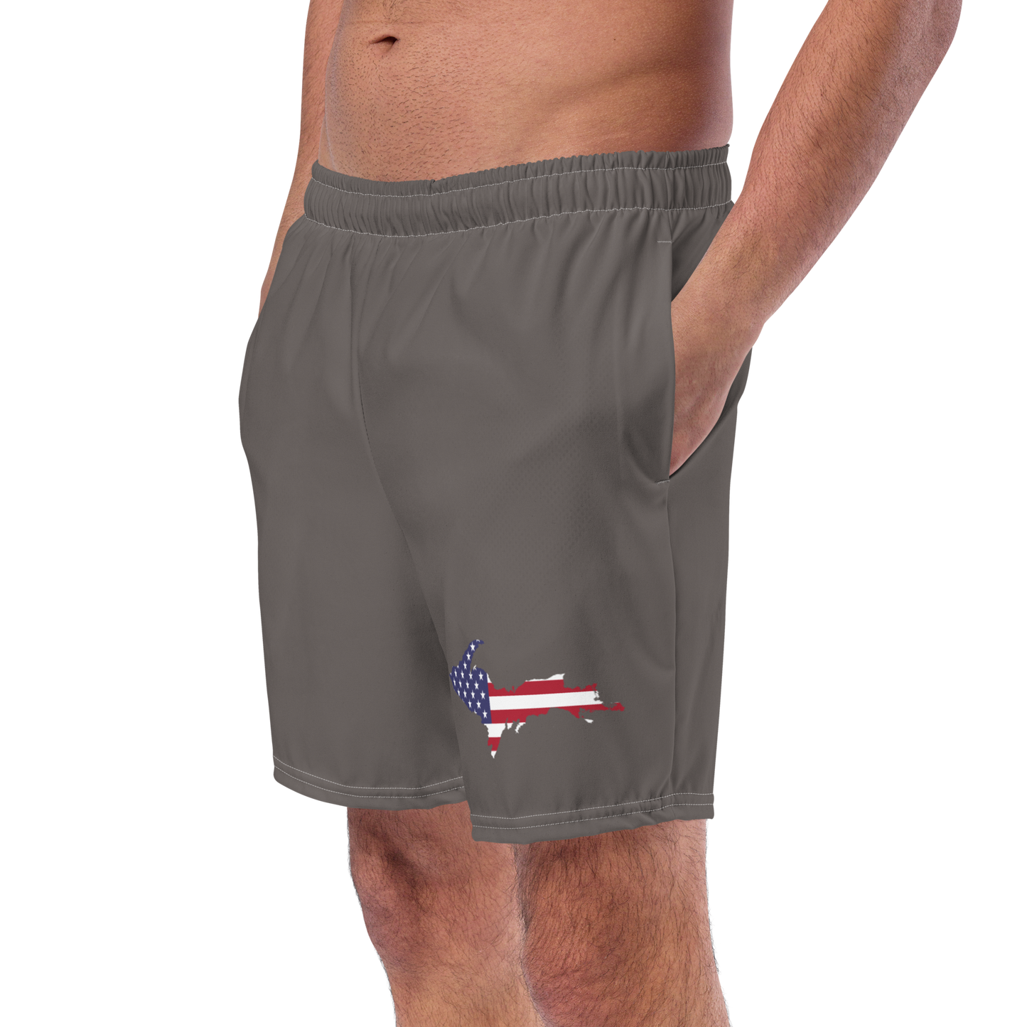 Michigan Upper Peninsula Men's Swim Trunks (w/ UP USA Flag ) | Warren Tank Grey