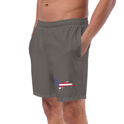 Michigan Upper Peninsula Men's Swim Trunks (w/ UP USA Flag ) | Warren Tank Grey