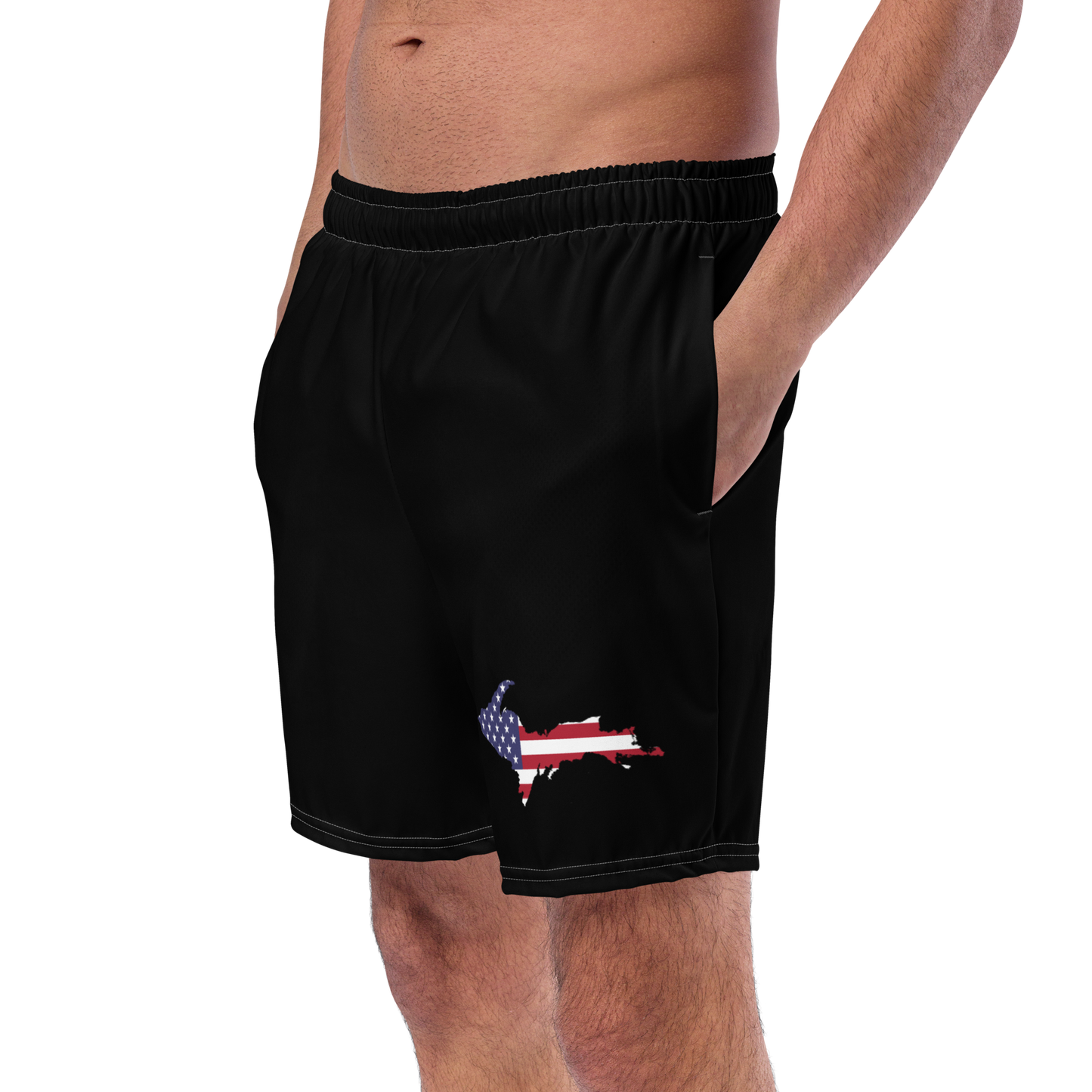 Michigan Upper Peninsula Men's Swim Trunks (w/ UP USA Flag ) | Black