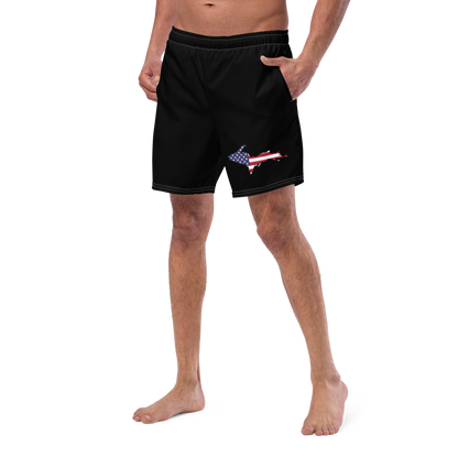 Michigan Upper Peninsula Men's Swim Trunks (w/ UP USA Flag ) | Black