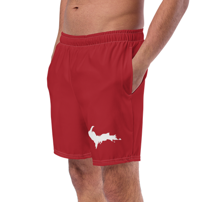 Michigan Upper Peninsula Men's Swim Trunks (w/ UP Outline) | Thimbleberry Red