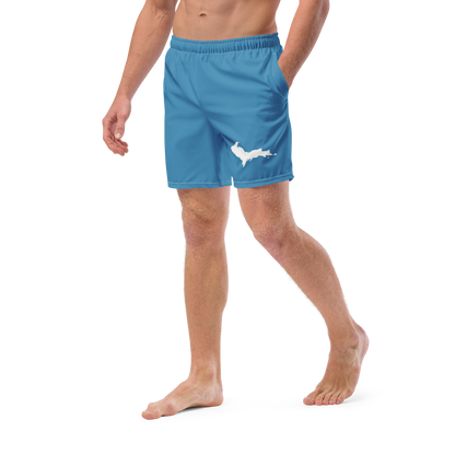 Michigan Upper Peninsula Men's Swim Trunks (w/ UP Outline) | Lake Michigan Blue