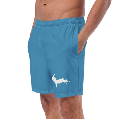 Michigan Upper Peninsula Men's Swim Trunks (w/ UP Outline) | Lake Michigan Blue