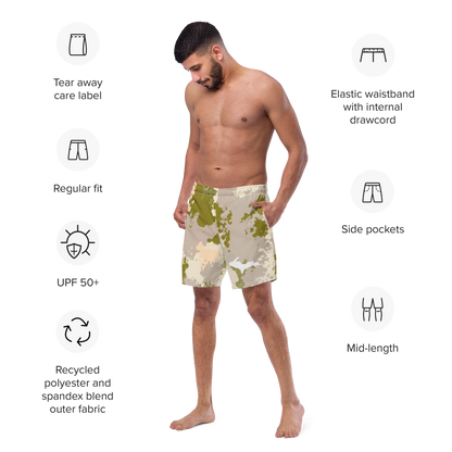 Michigan Upper Peninsula Men's Swim Trunks (w/ UP Outline) | Rosy Mound Camo