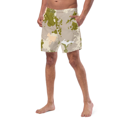 Michigan Upper Peninsula Men's Swim Trunks (w/ UP Outline) | Rosy Mound Camo